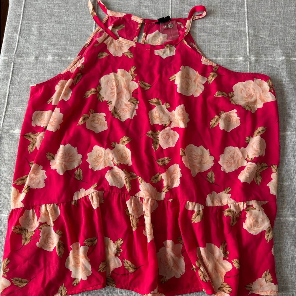 Torrid Red and Cream Floral Blouse